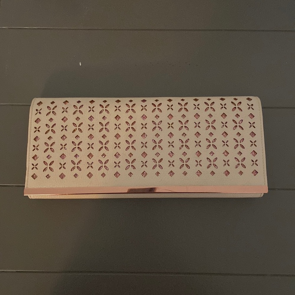 Pink and white clutch